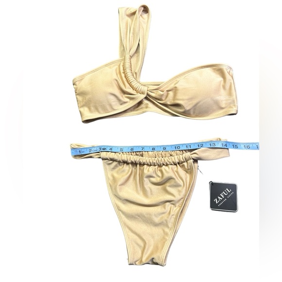 ZAFUL women’s gold one shoulder bikini swim set size L NWT - Picture 12 of 14